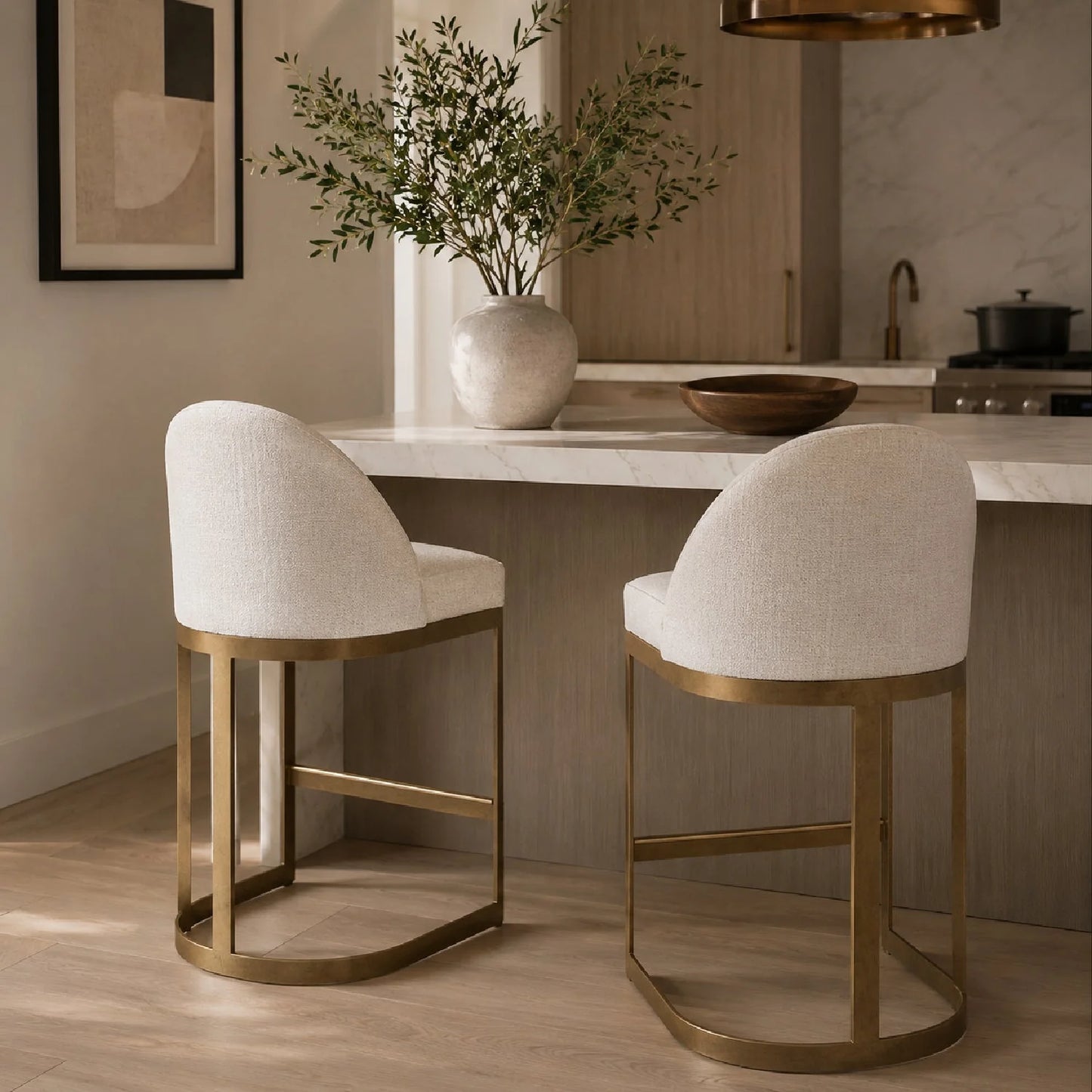 Luxury Upholstered Modern Counter Stool European Style for Villa