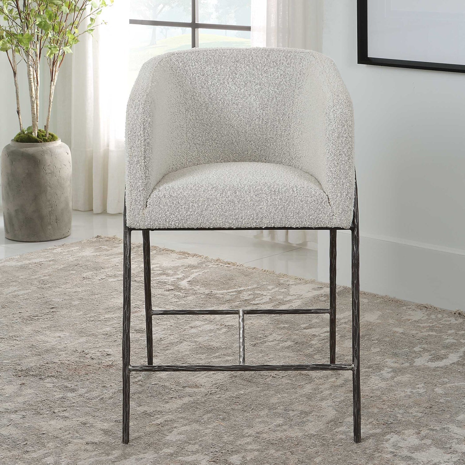 Luxury Upholstered Modern Counter Stool European Style for Villa
