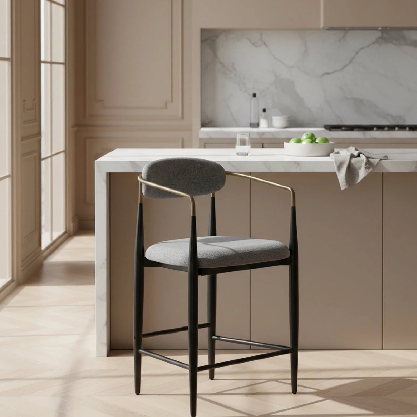 Luxury Upholstered Modern Counter Stool European Style for Villa