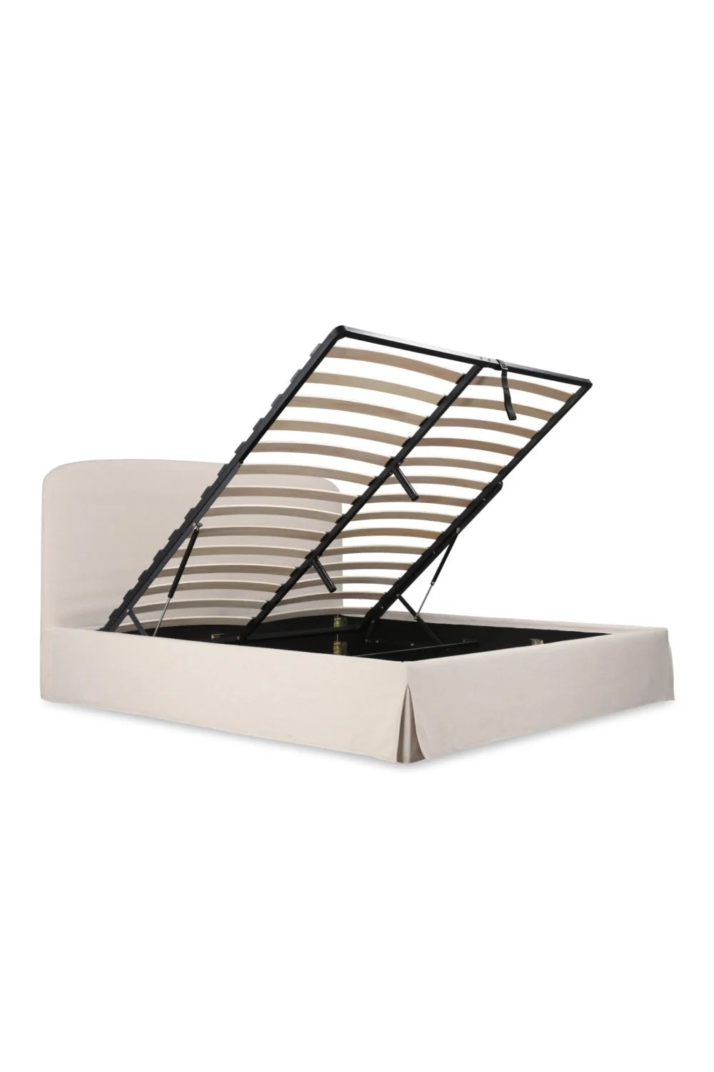Luxury Upholstered Modern Cream Storage Bed European Style for Villa