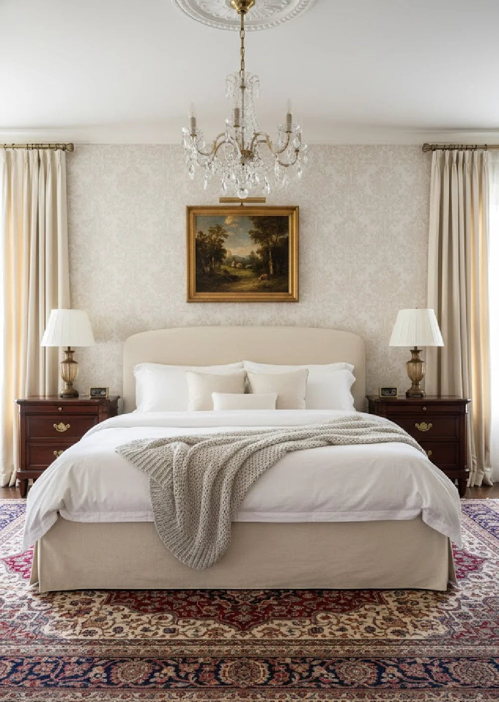 Luxury Upholstered Modern Cream Storage Bed European Style for Villa