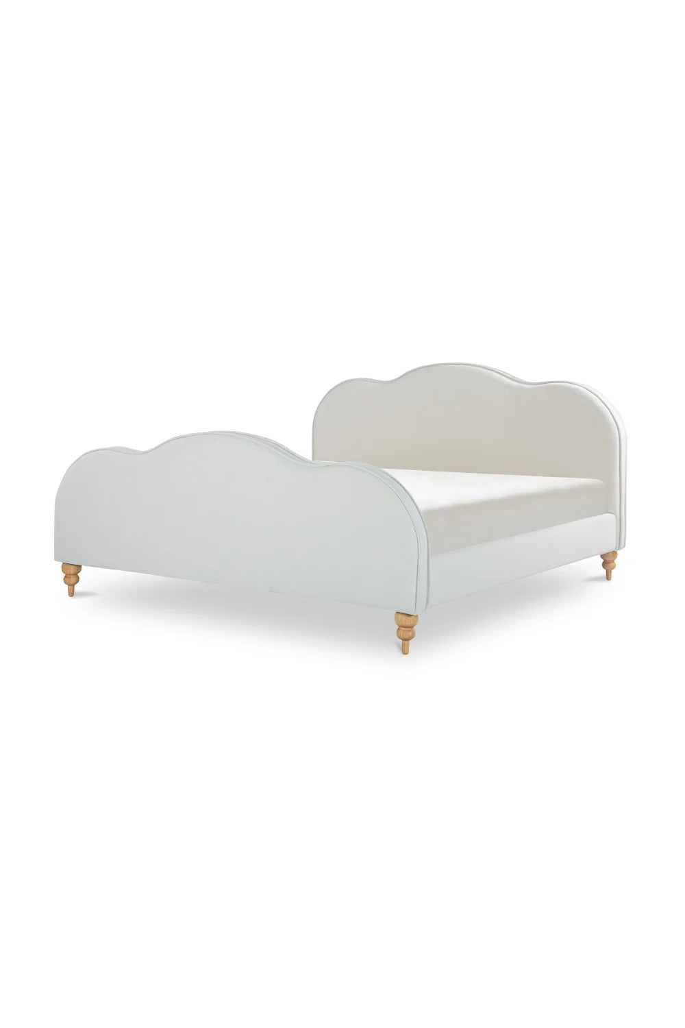 Luxury Upholstered Modern Cream Wave Bed European Style for Villa