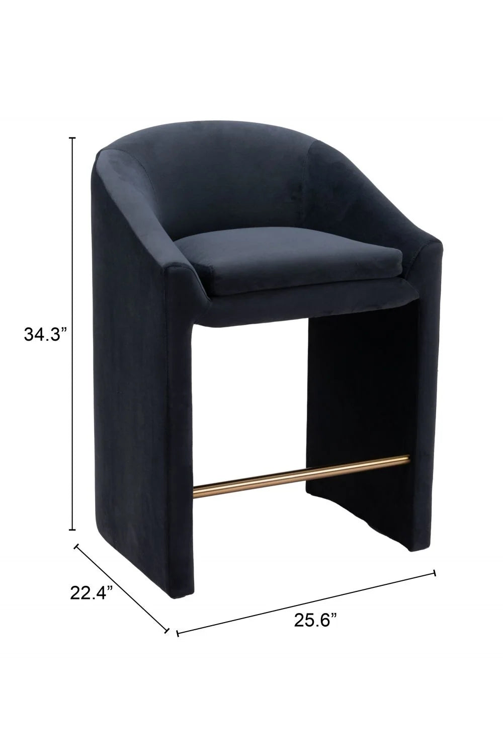 Luxury Upholstered Modern Dark Gray Counter Stool European Style for Villa