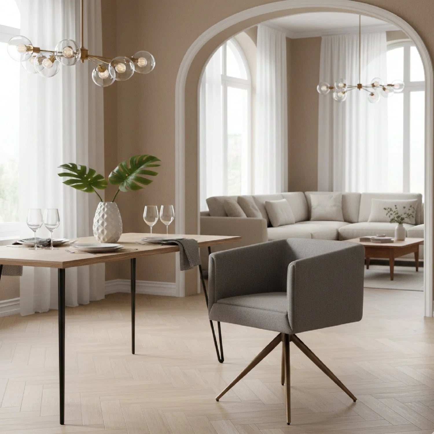 Luxury Upholstered Modern Dining Armchair European Style for Villa