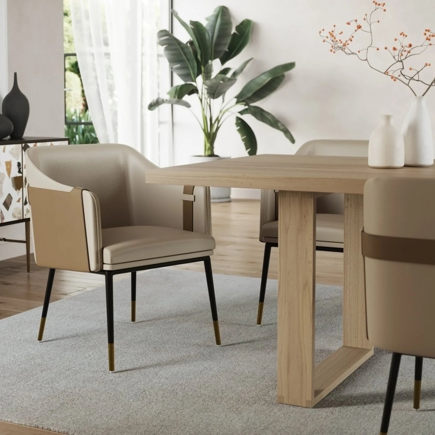 Luxury Upholstered Modern Dining Armchair European Style for Villa