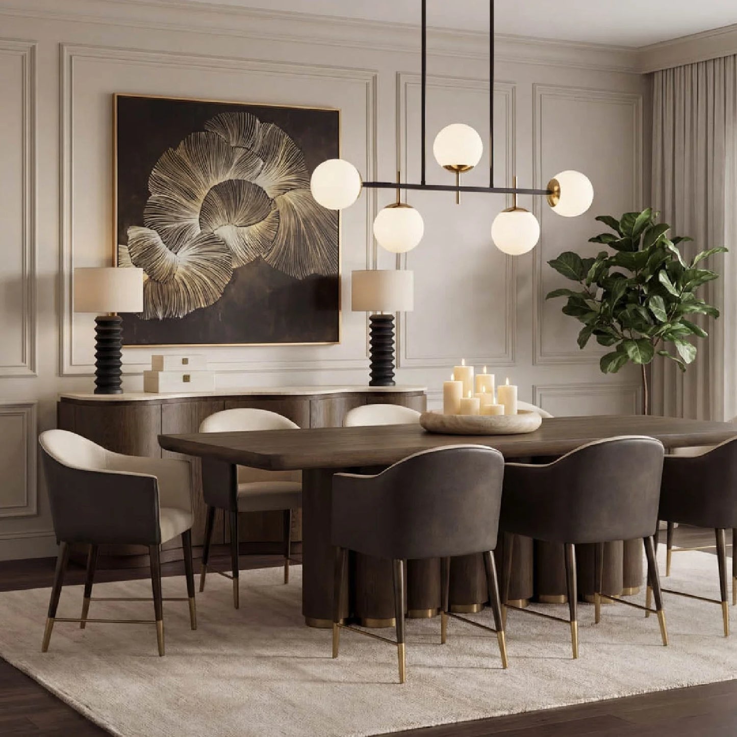 Luxury Upholstered Modern Dining Armchair European Style for Villa