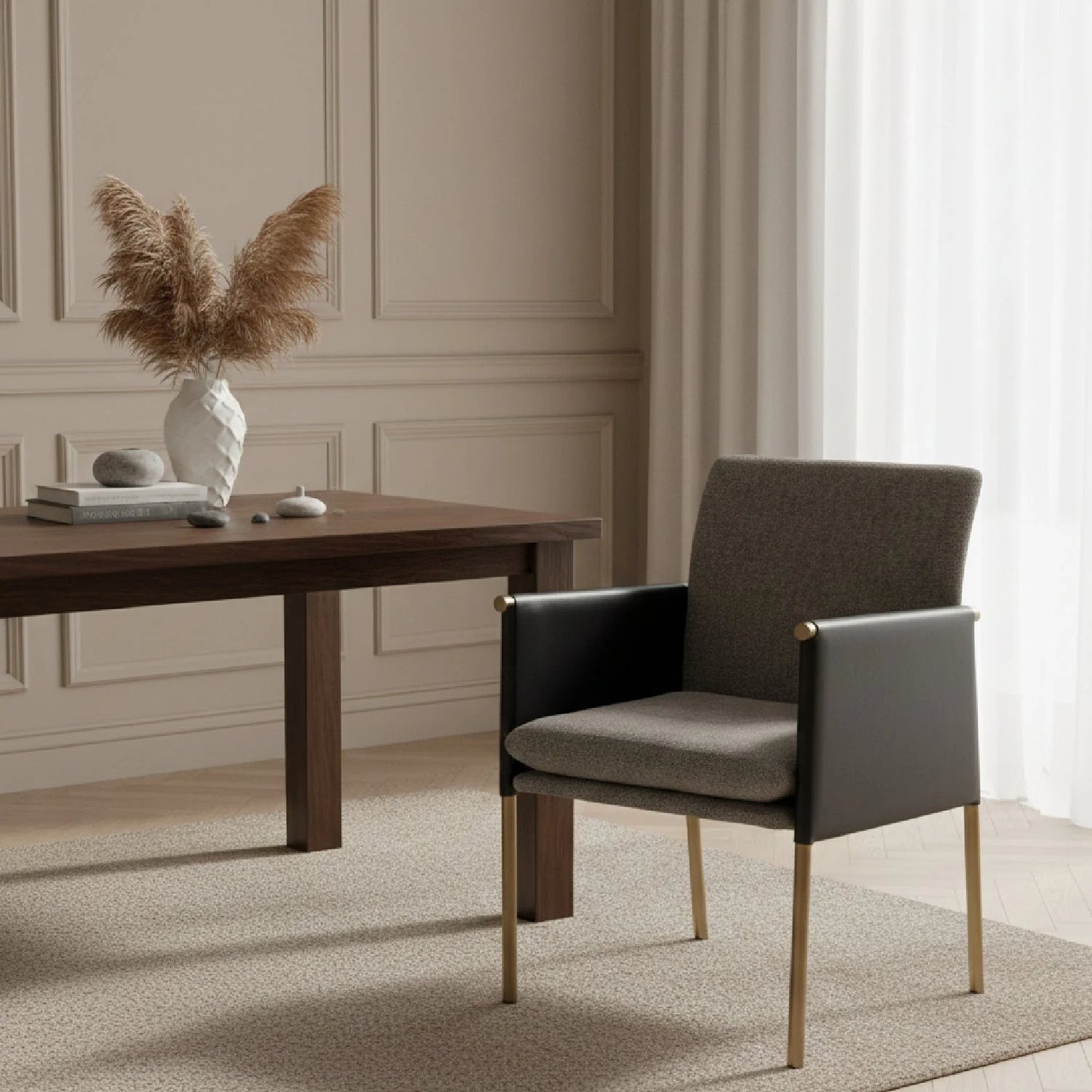 Luxury Upholstered Modern Dining Armchair European Style for Villa
