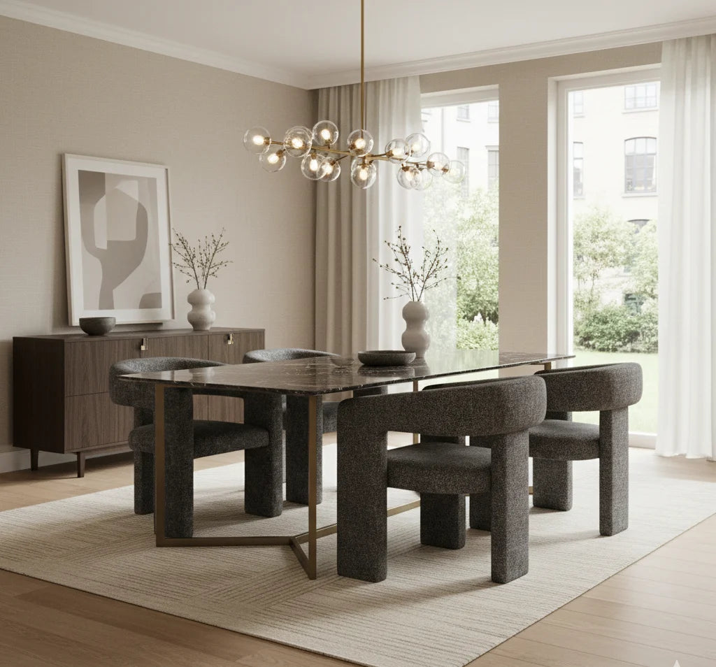 Luxury Upholstered Modern Dining Armchair European Style for Villa