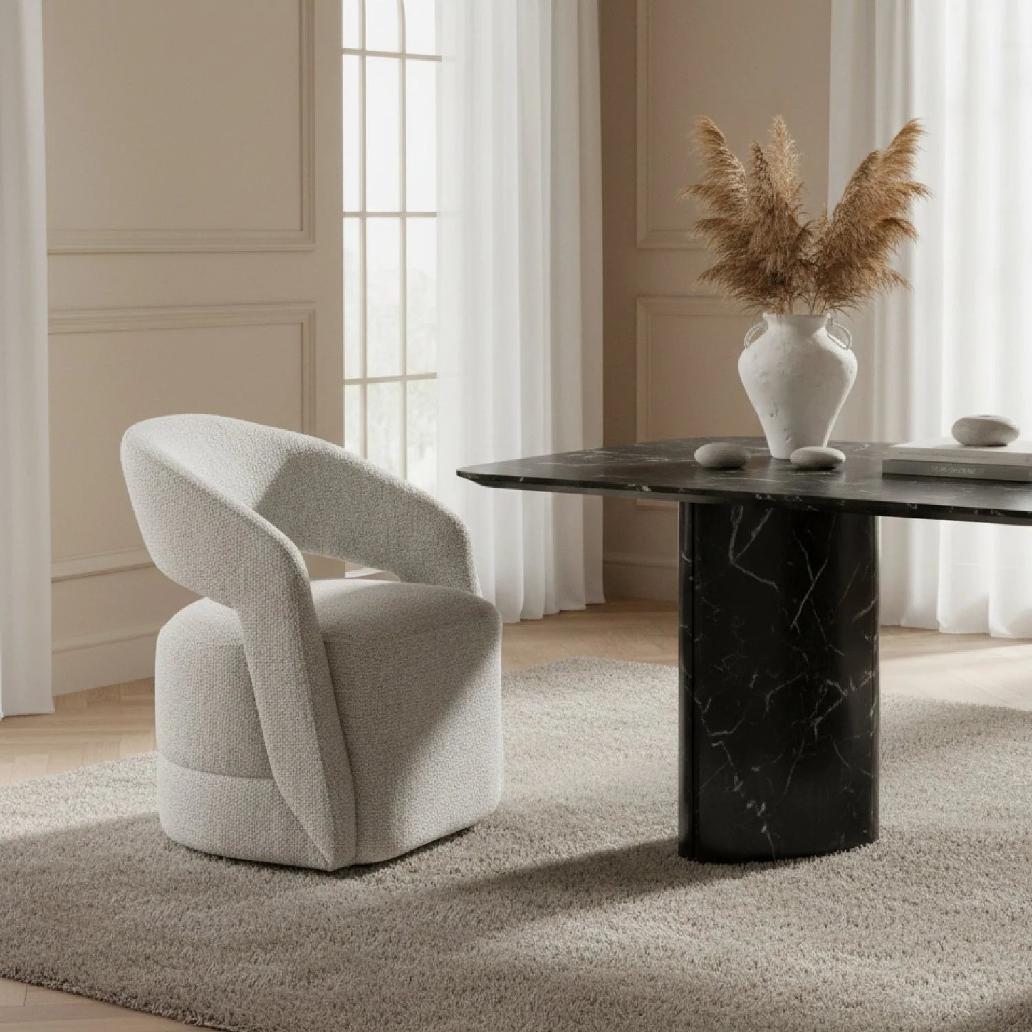 Luxury Upholstered Modern Dining Armchair European Style for Villa