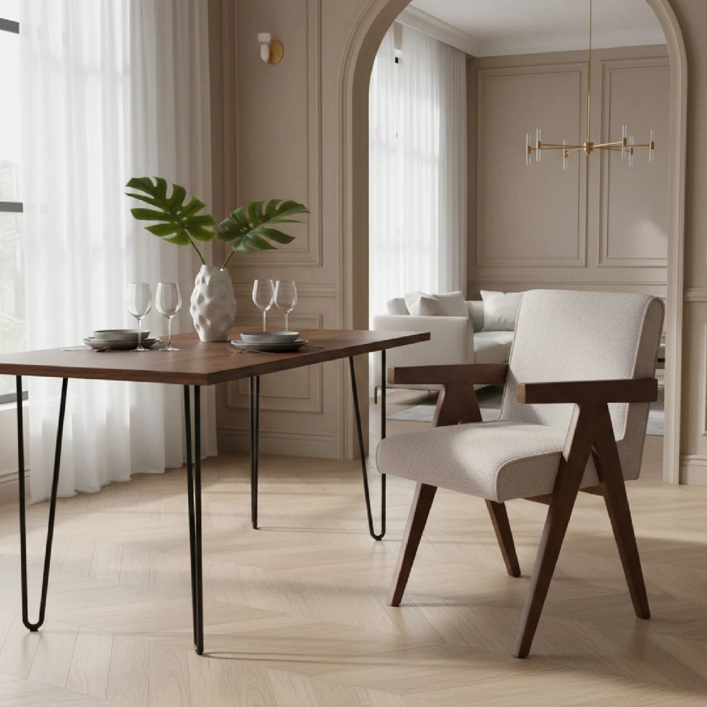 Luxury Upholstered Modern Dining Armchair European Style for Villa