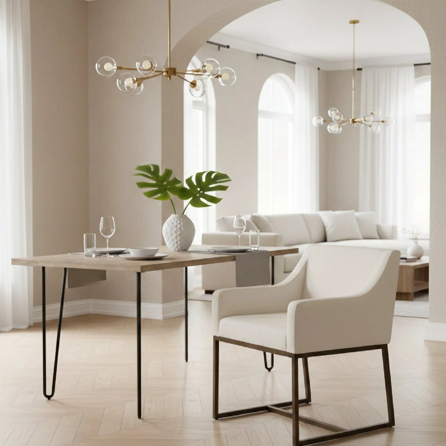 Luxury Upholstered Modern Dining Armchair European Style for Villa