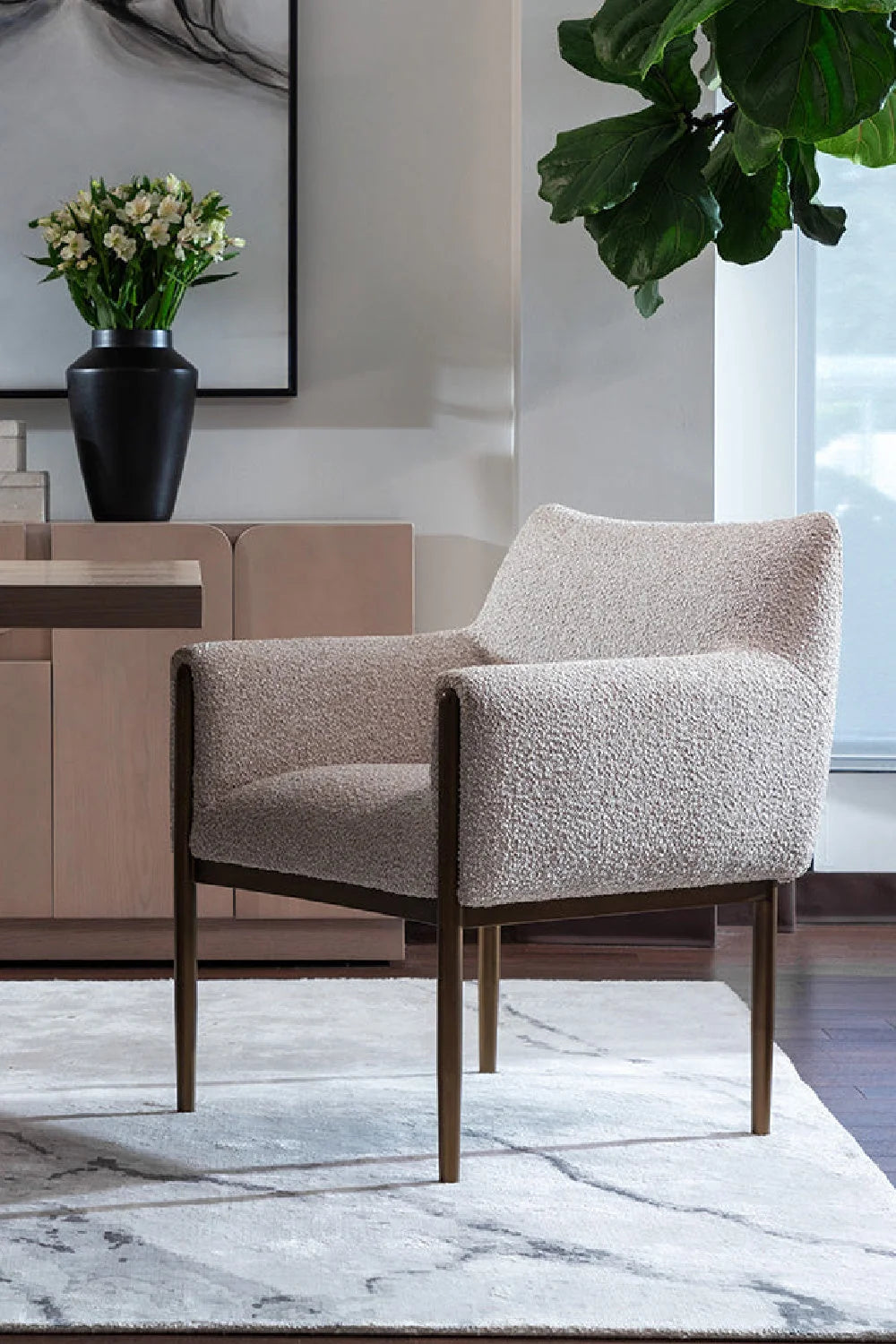 Luxury Upholstered Modern Dining Armchair European Style for Villa