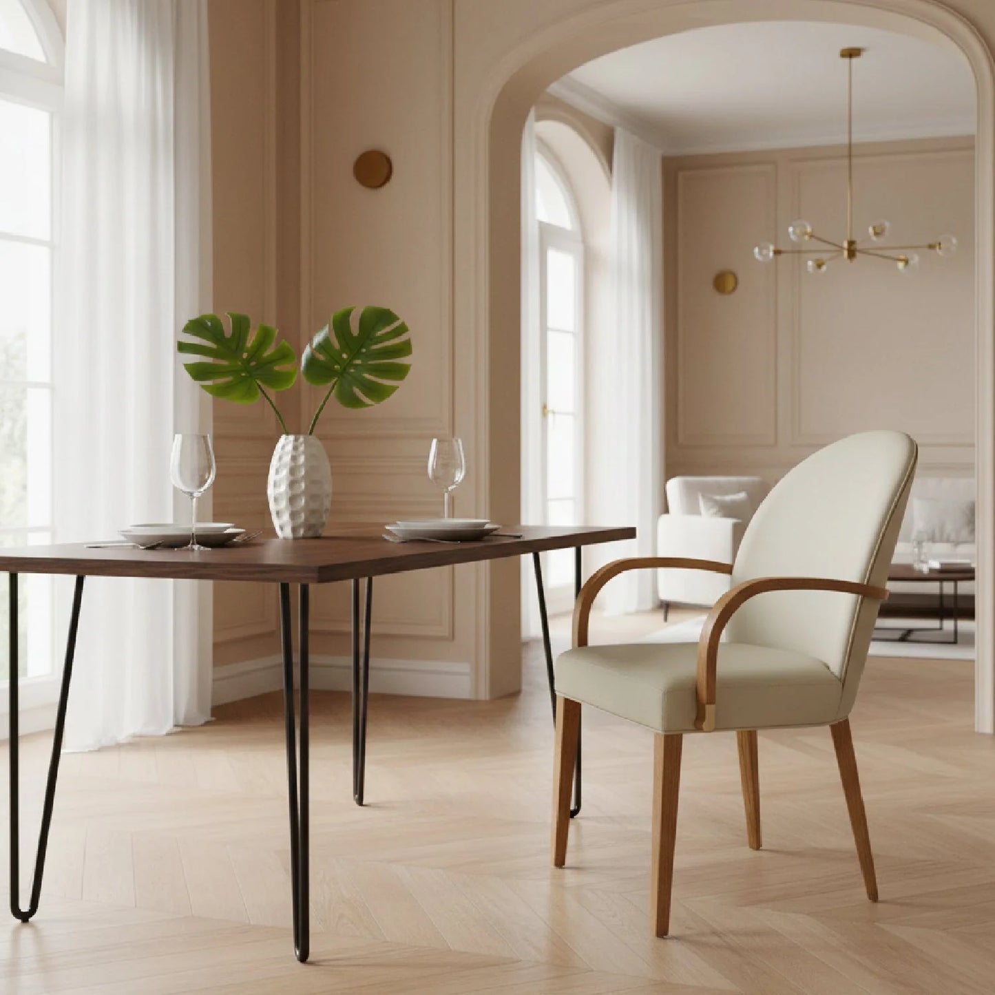 Luxury Upholstered Modern Dining Armchair European Style for Villa