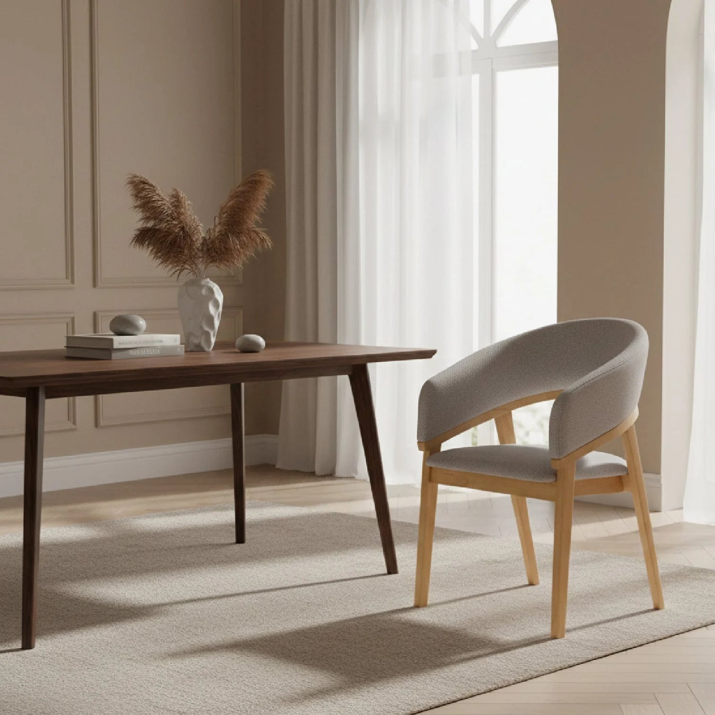 Luxury Upholstered Modern Dining Armchair European Style for Villa