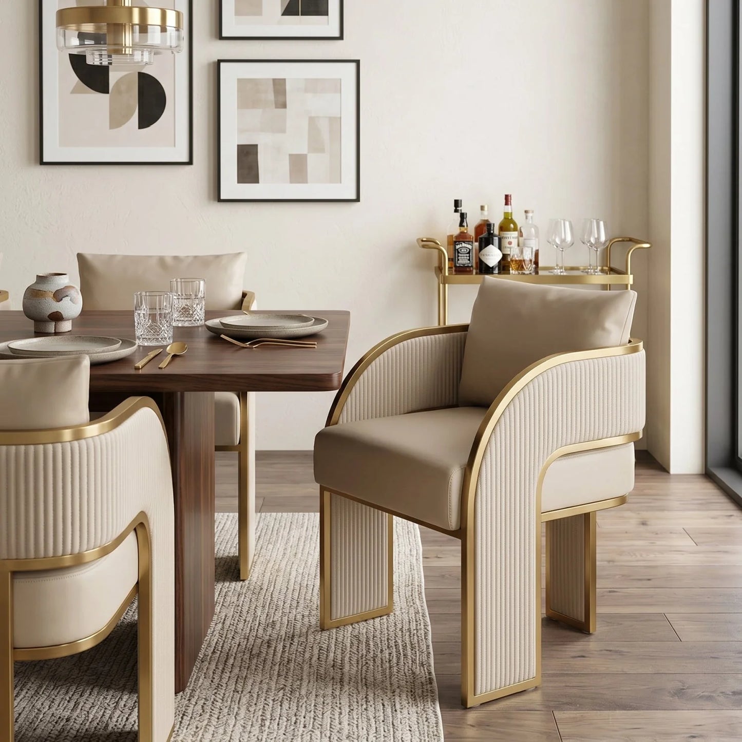 Luxury Upholstered Modern Dining Armchair European Style for Villa