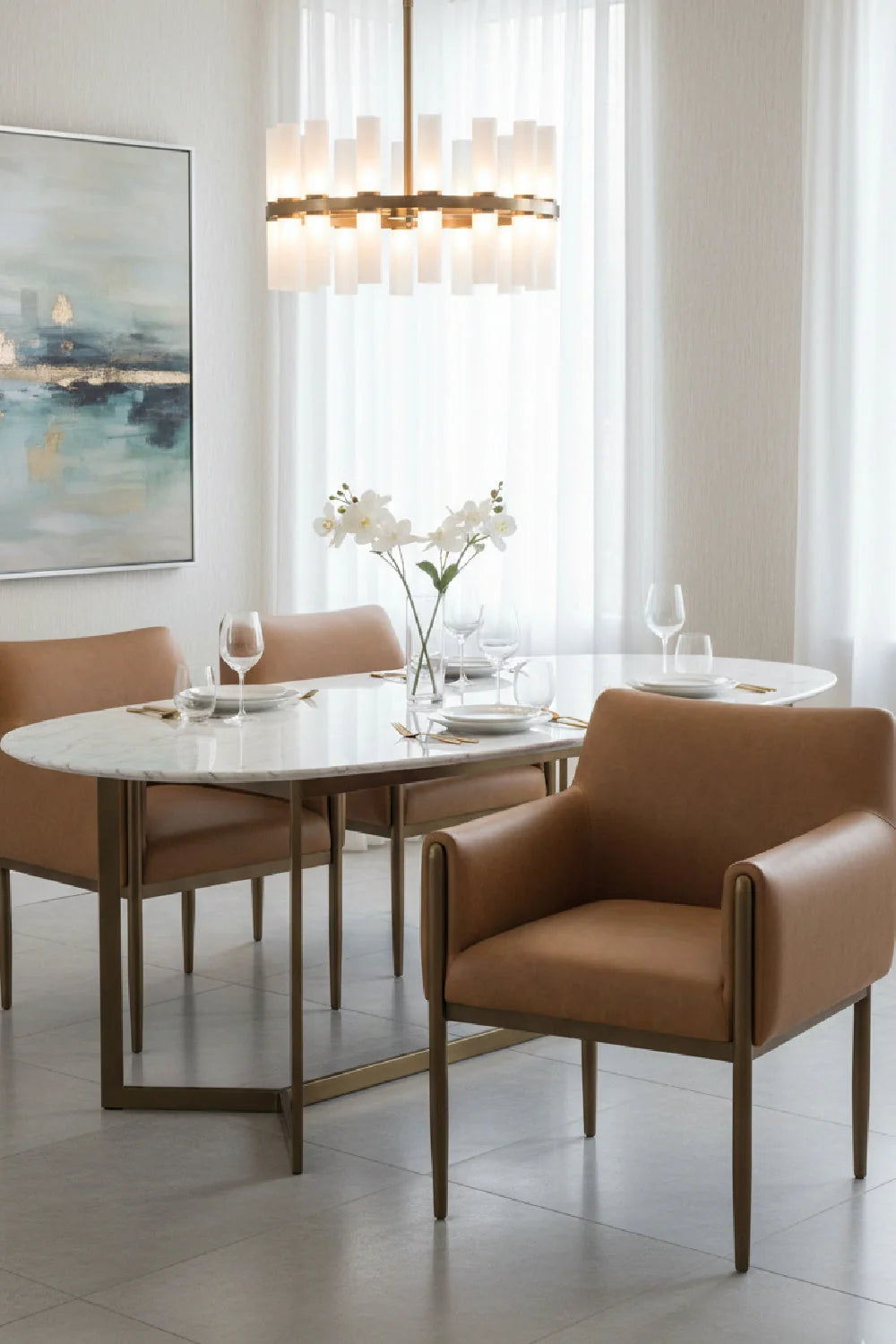 Luxury Upholstered Modern Dining Armchair European Style for Villa