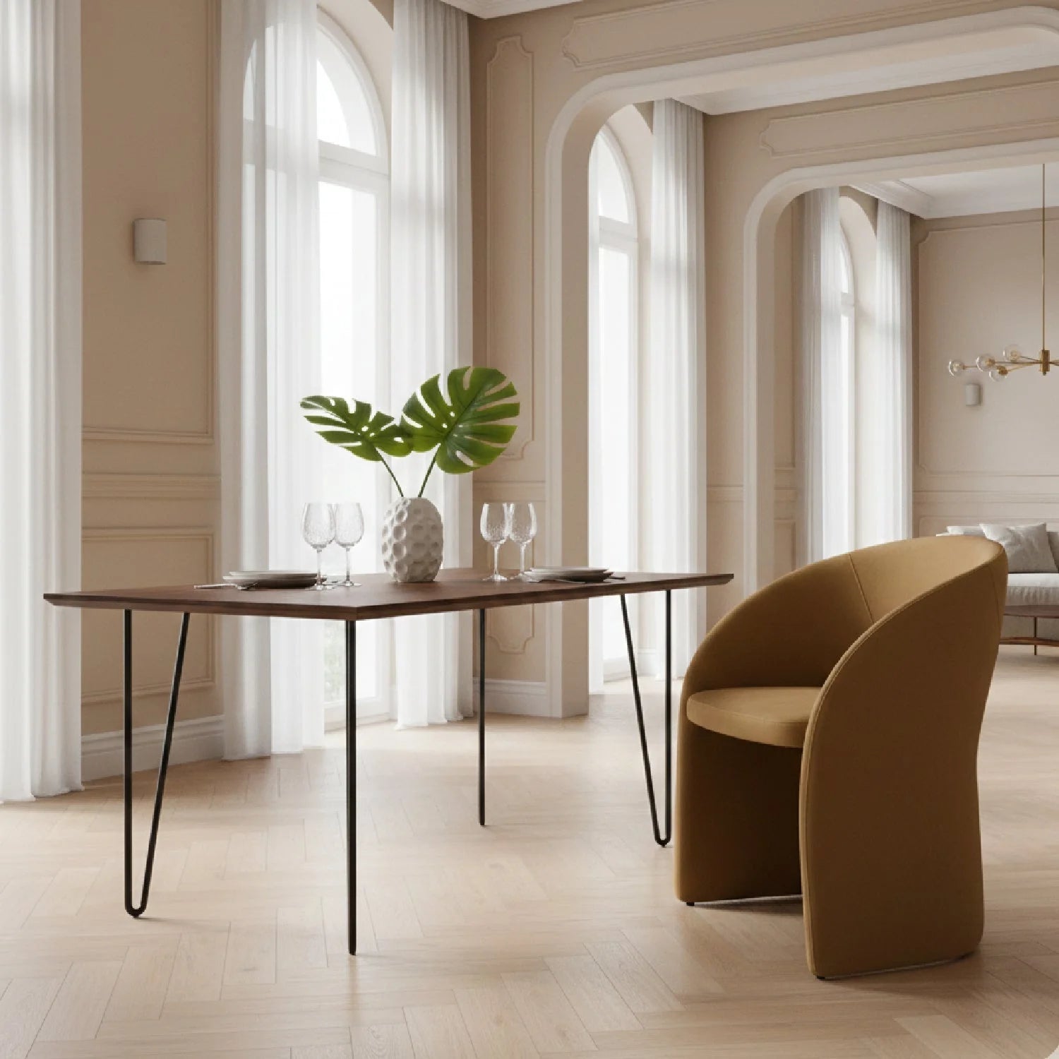 Luxury Upholstered Modern Dining Chair European Style for Villa
