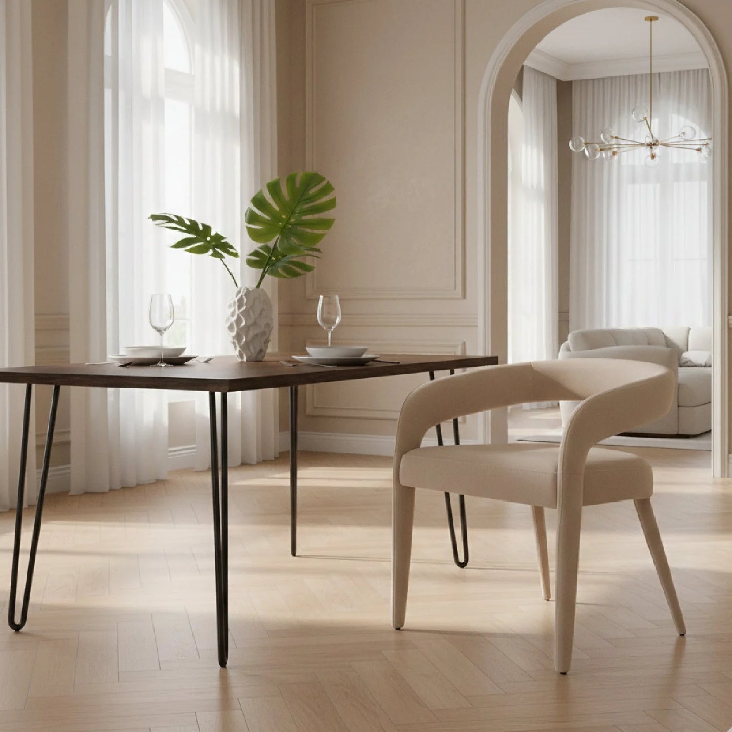 Luxury Upholstered Modern Dining Chair European Style for Villa