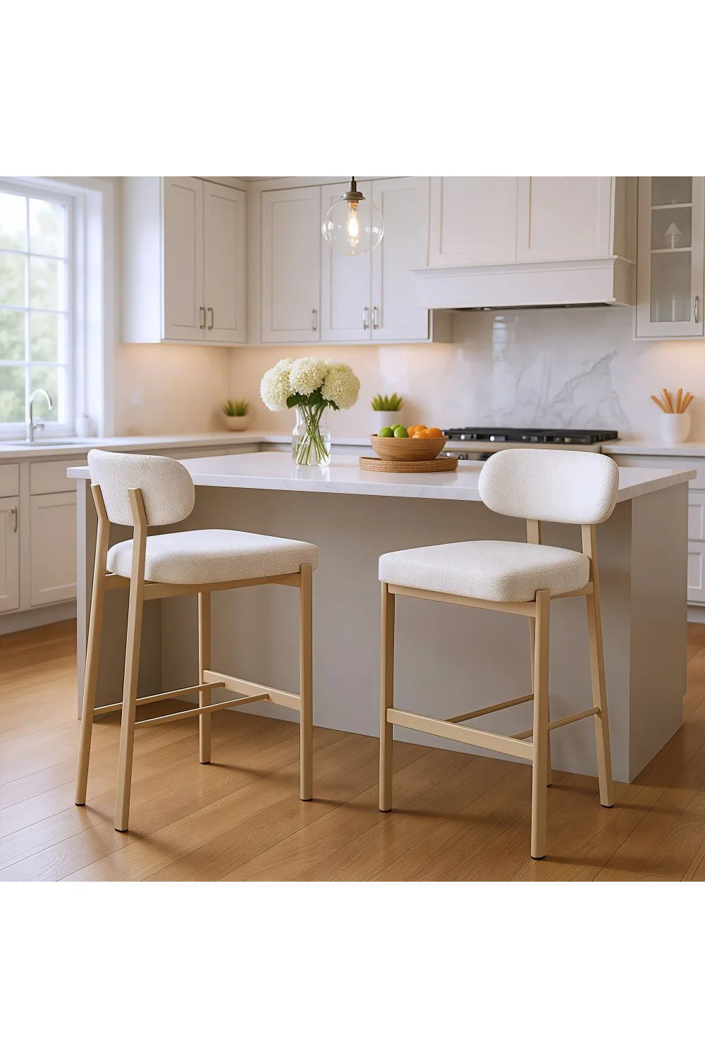 Luxury Upholstered Modern Fabric Bar Stool European Style for Villa