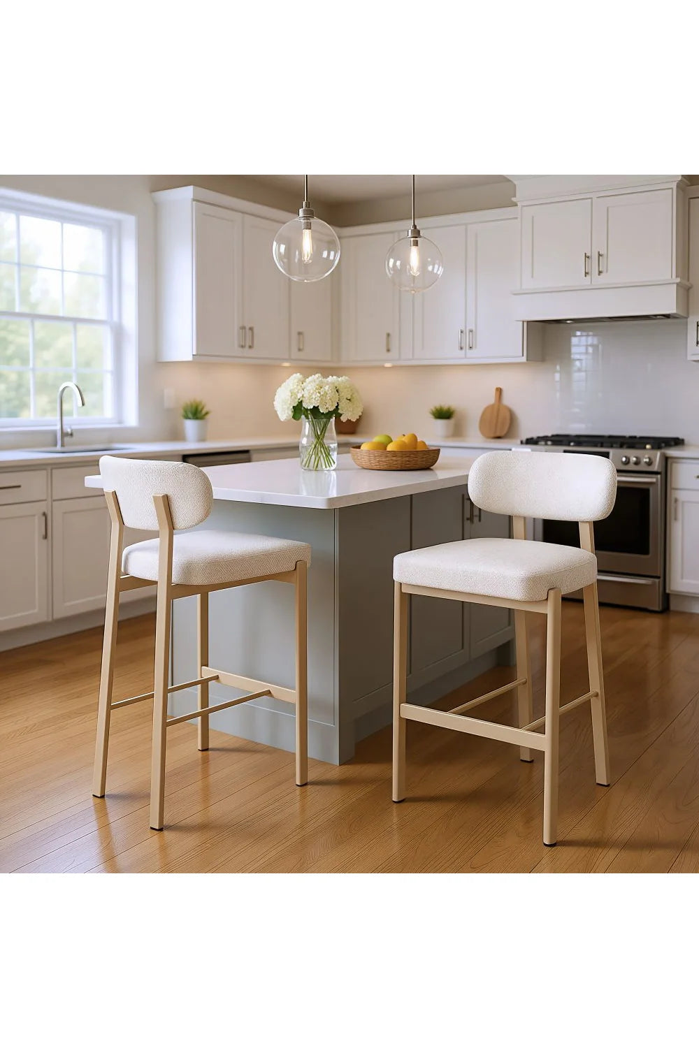 Luxury Upholstered Modern Fabric Bar Stool European Style for Villa