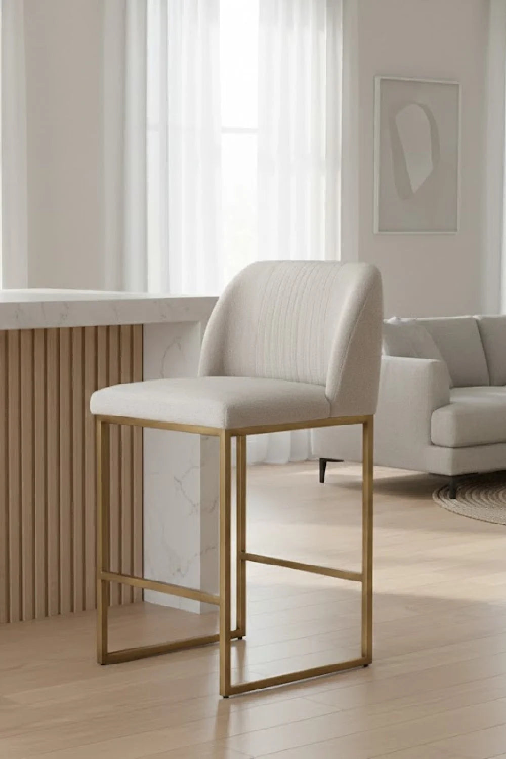 Luxury Upholstered Modern Fabric Counter Stool European Style for Villa