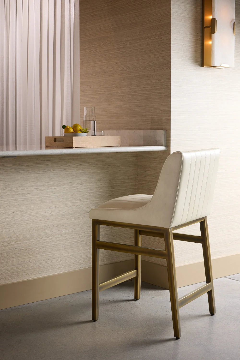Luxury Upholstered Modern Fabric Counter Stool European Style for Villa