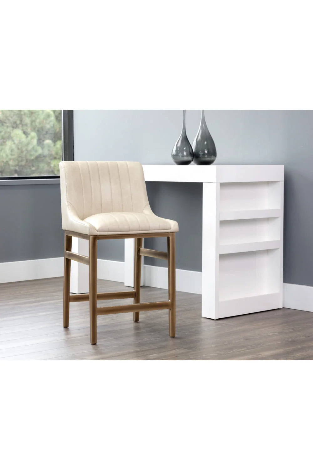 Luxury Upholstered Modern Fabric Counter Stool European Style for Villa