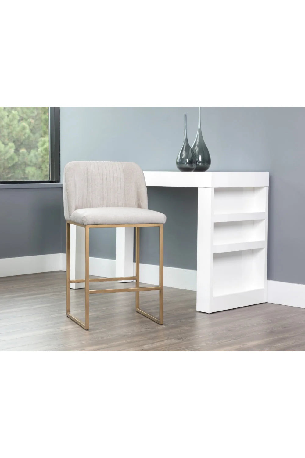 Luxury Upholstered Modern Fabric Counter Stool European Style for Villa