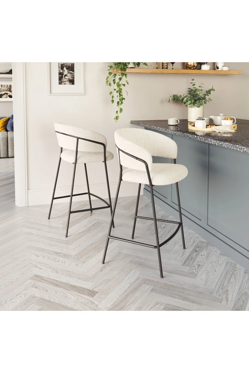 Luxury Upholstered Modern Fabric Counter Stool European Style for Villa