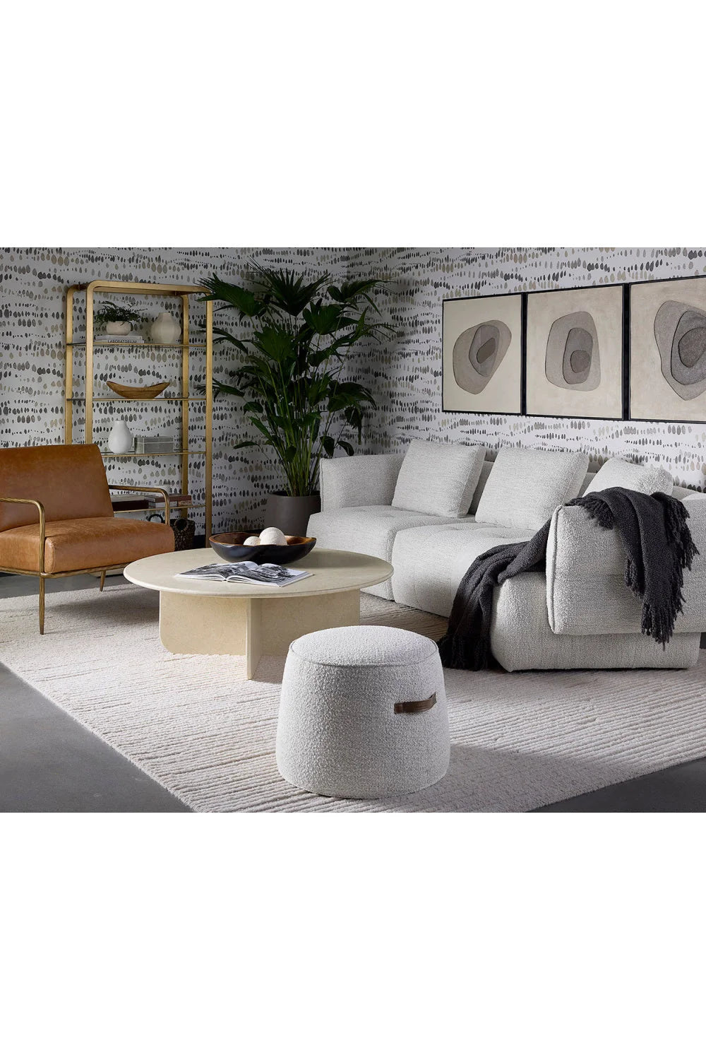 Luxury Upholstered Modern Fabric Ottoman European Style for Villa
