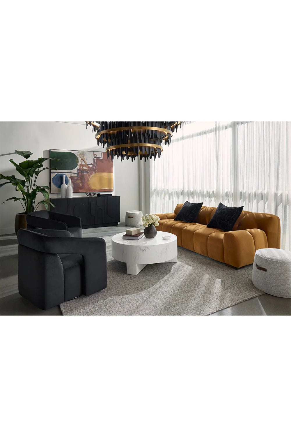 Luxury Upholstered Modern Fabric Ottoman European Style for Villa