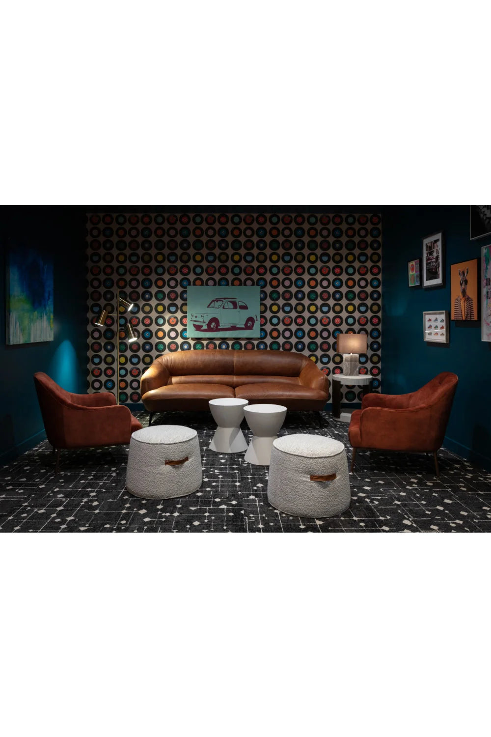 Luxury Upholstered Modern Fabric Ottoman European Style for Villa