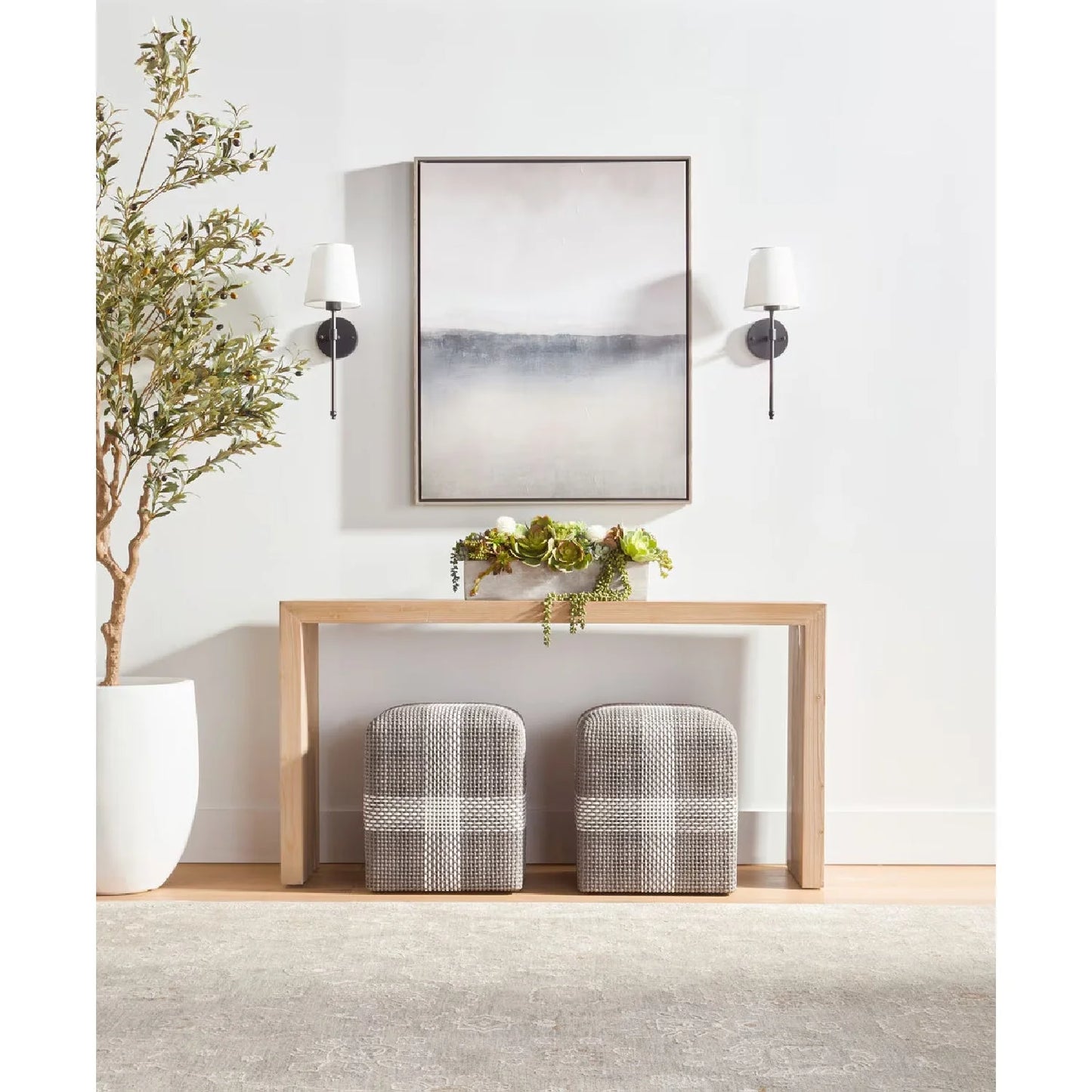 Luxury Upholstered Modern Fabric Ottoman European Style for Villa