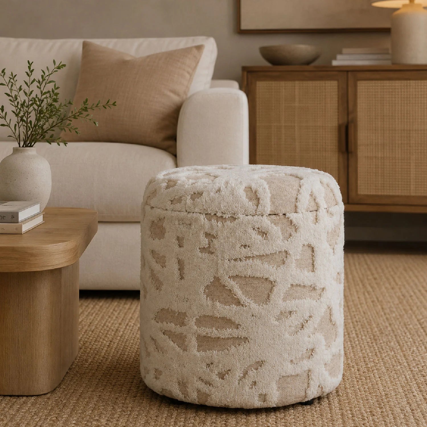 Luxury Upholstered Modern Fabric Ottoman European Style for Villa