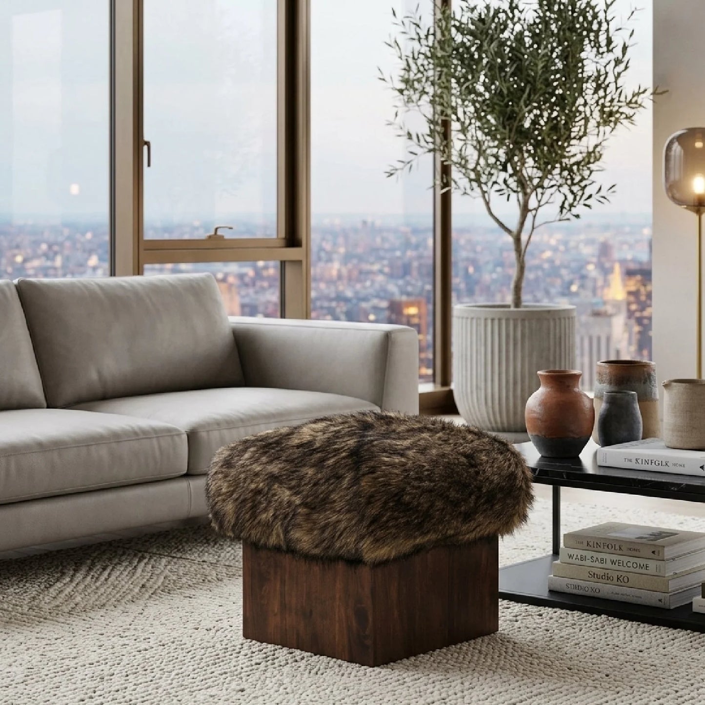 Luxury Upholstered Modern Fabric Ottoman European Style for Villa