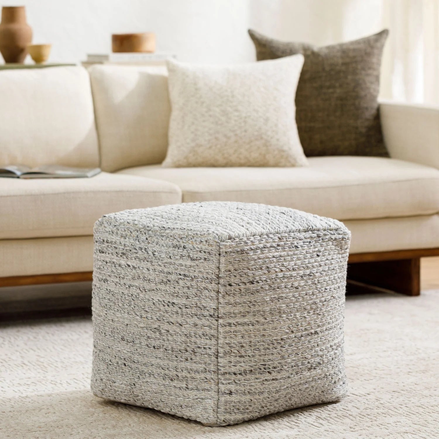 Luxury Upholstered Modern Fabric Ottoman European Style for Villa