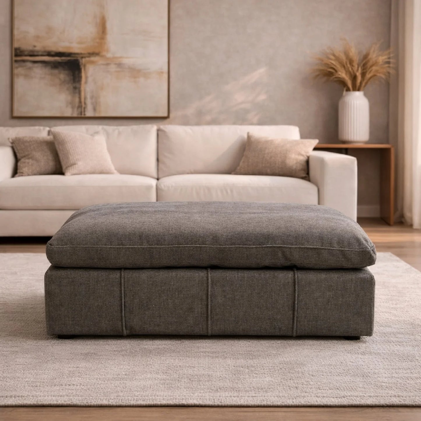 Luxury Upholstered Modern Fabric Ottoman European Style for Villa