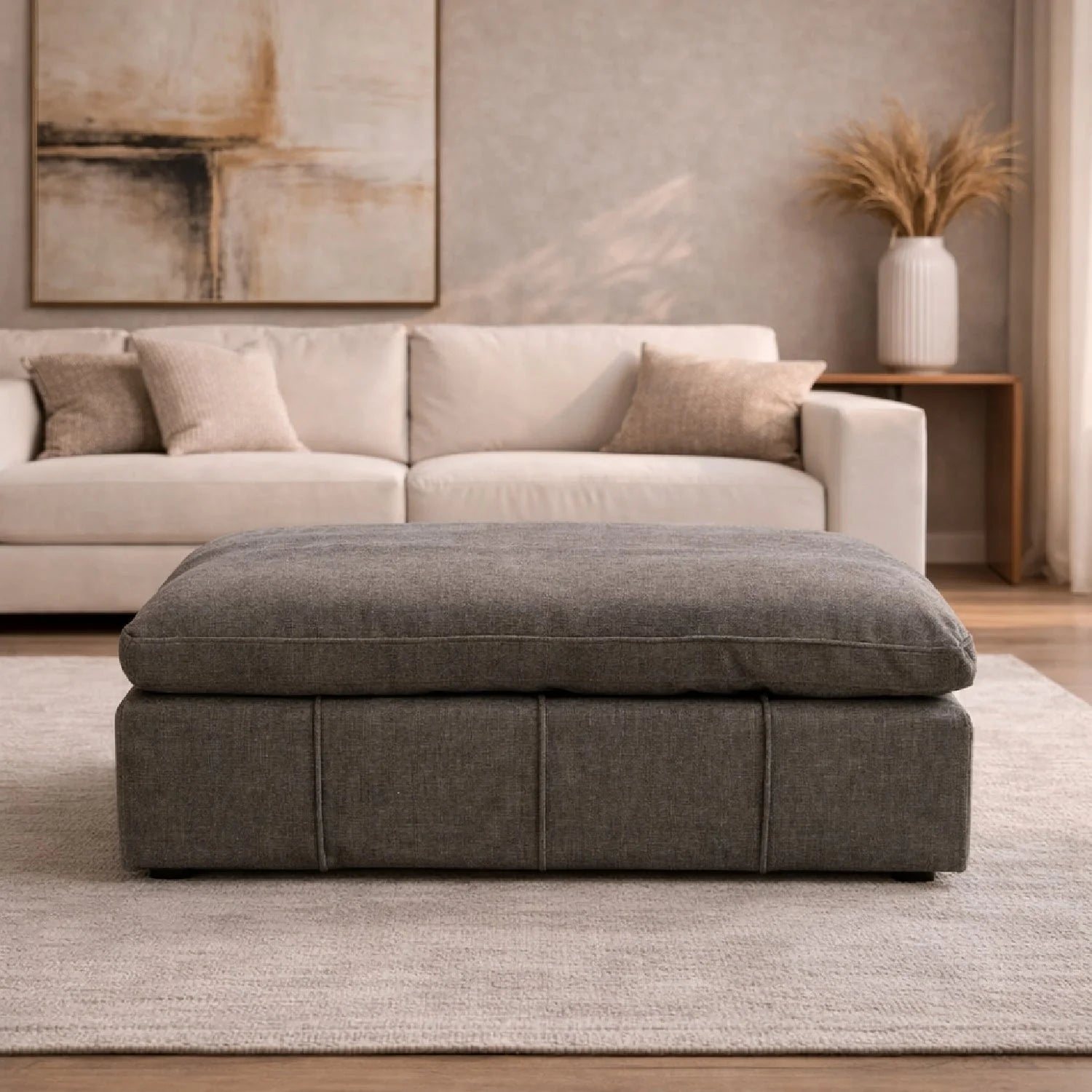 Luxury Upholstered Modern Fabric Ottoman European Style for Villa