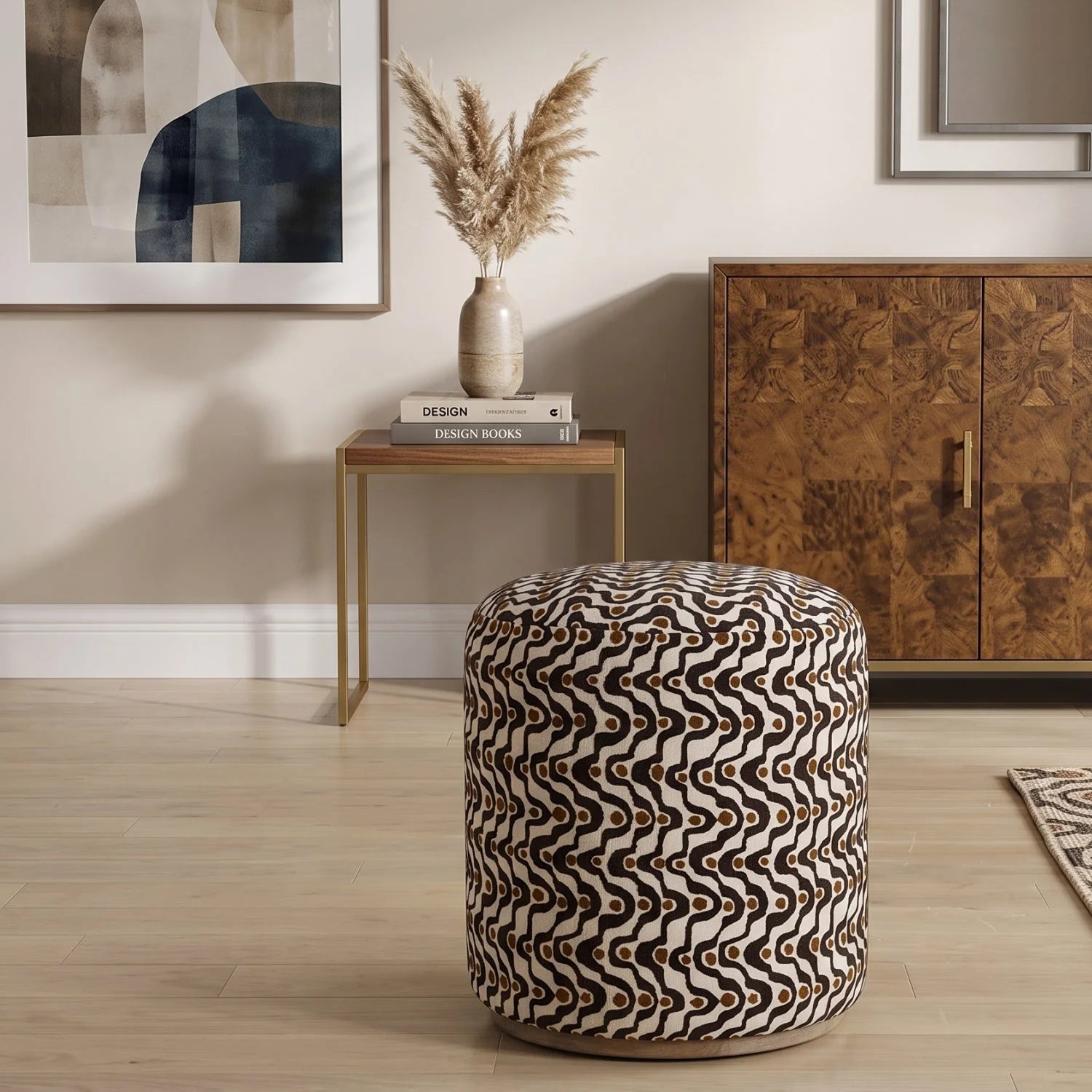 Luxury Upholstered Modern Fabric Ottoman European Style for Villa