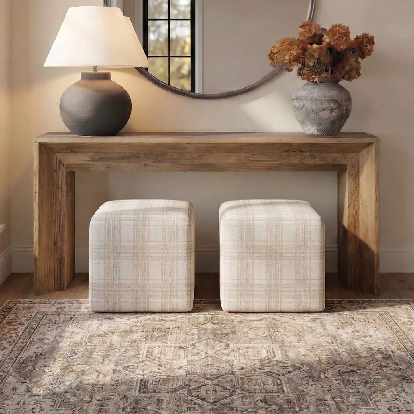 Luxury Upholstered Modern Fabric Ottoman European Style for Villa