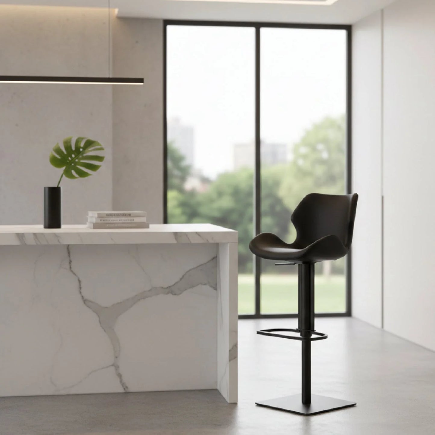 Luxury Upholstered Modern Faux Leather Bar Stool European Style for Villa
