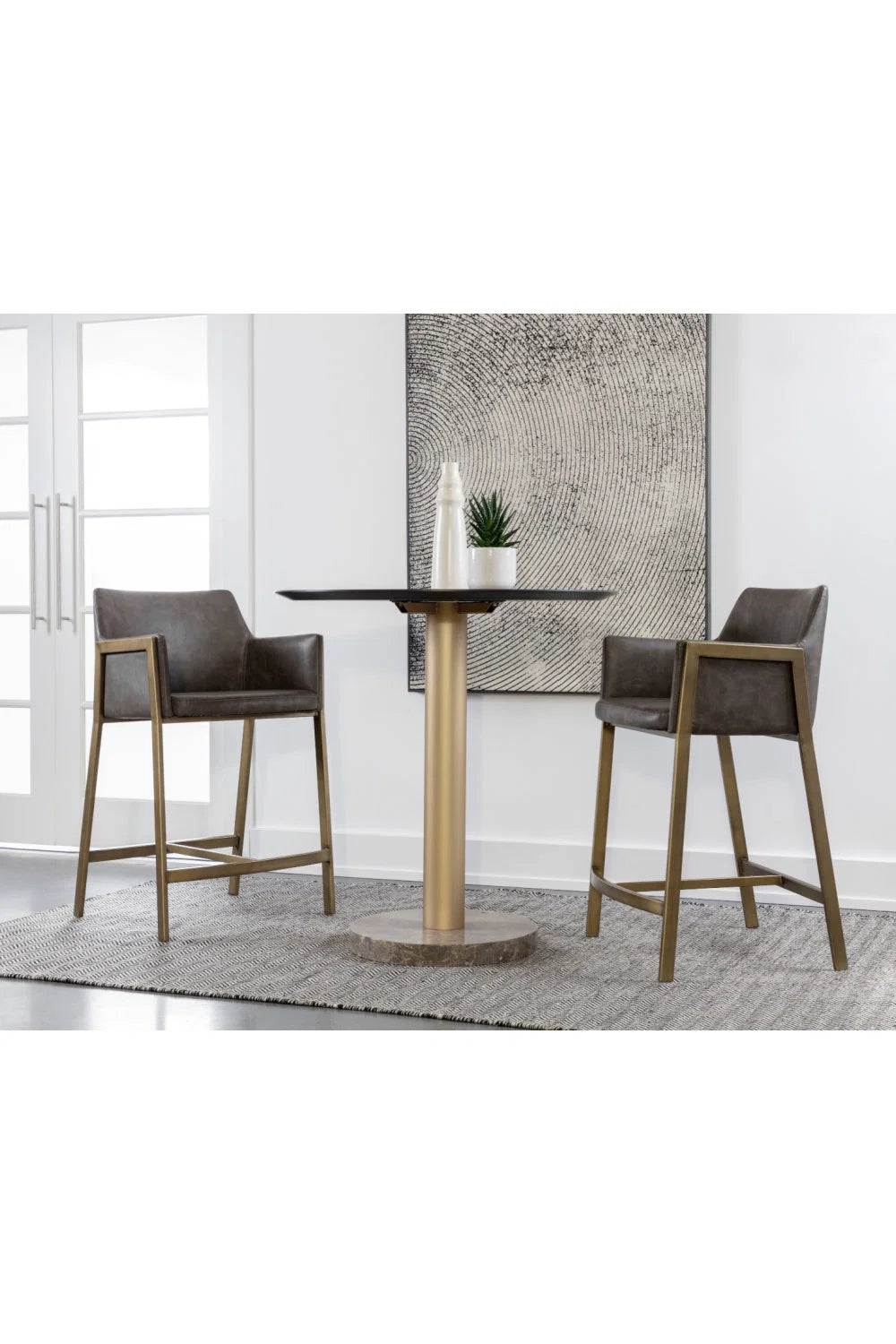 Luxury Upholstered Modern Faux Leather Counter Stool European Style for Villa
