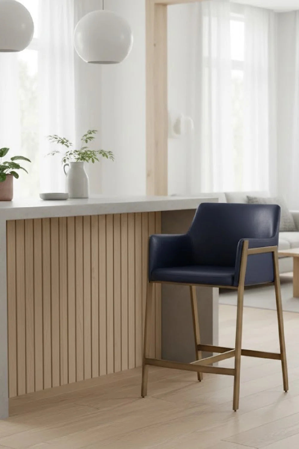 Luxury Upholstered Modern Faux Leather Counter Stool European Style for Villa