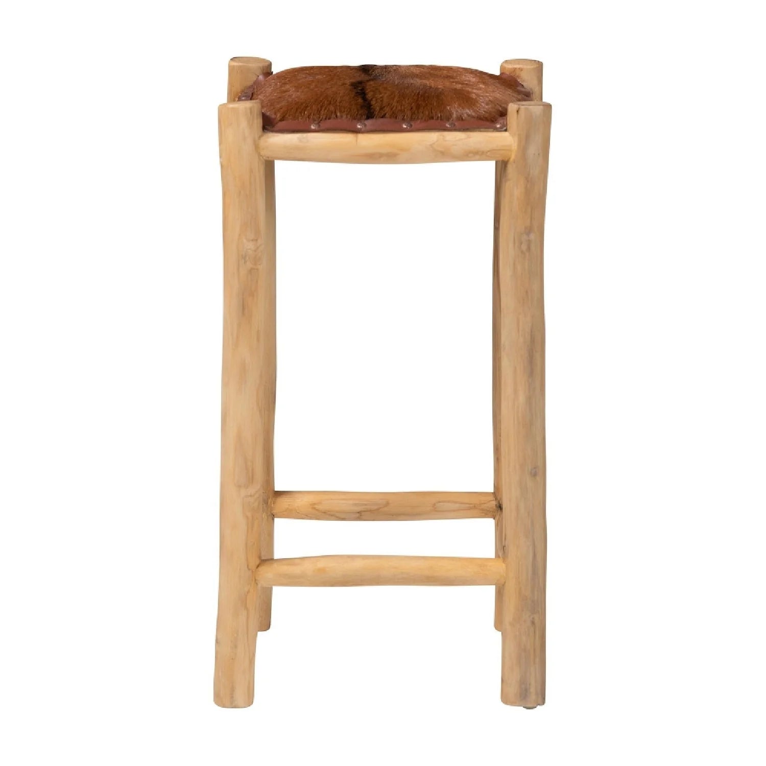 Luxury Upholstered Modern Goat Leather Counter Stool European Style for Villa