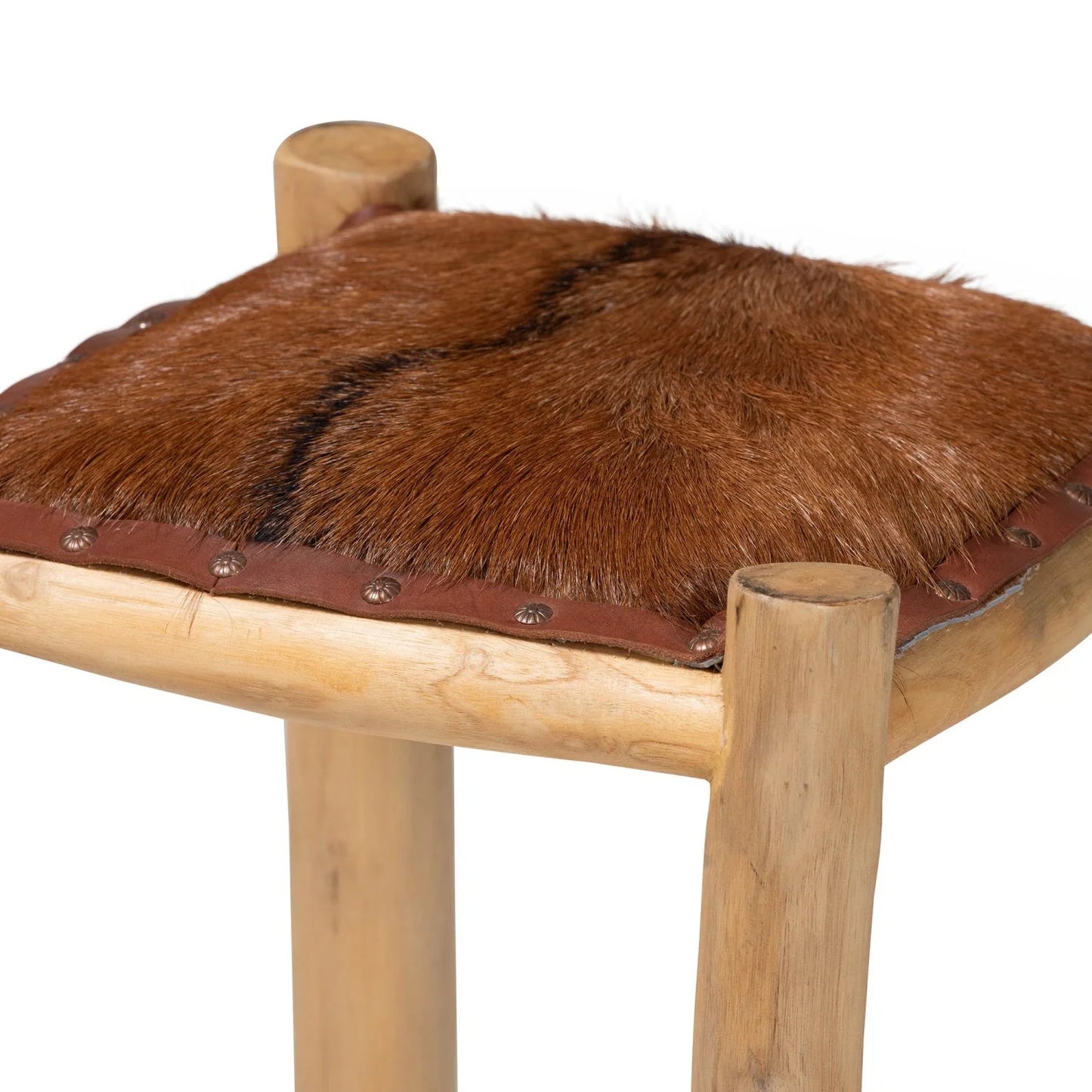 Luxury Upholstered Modern Goat Leather Counter Stool European Style for Villa
