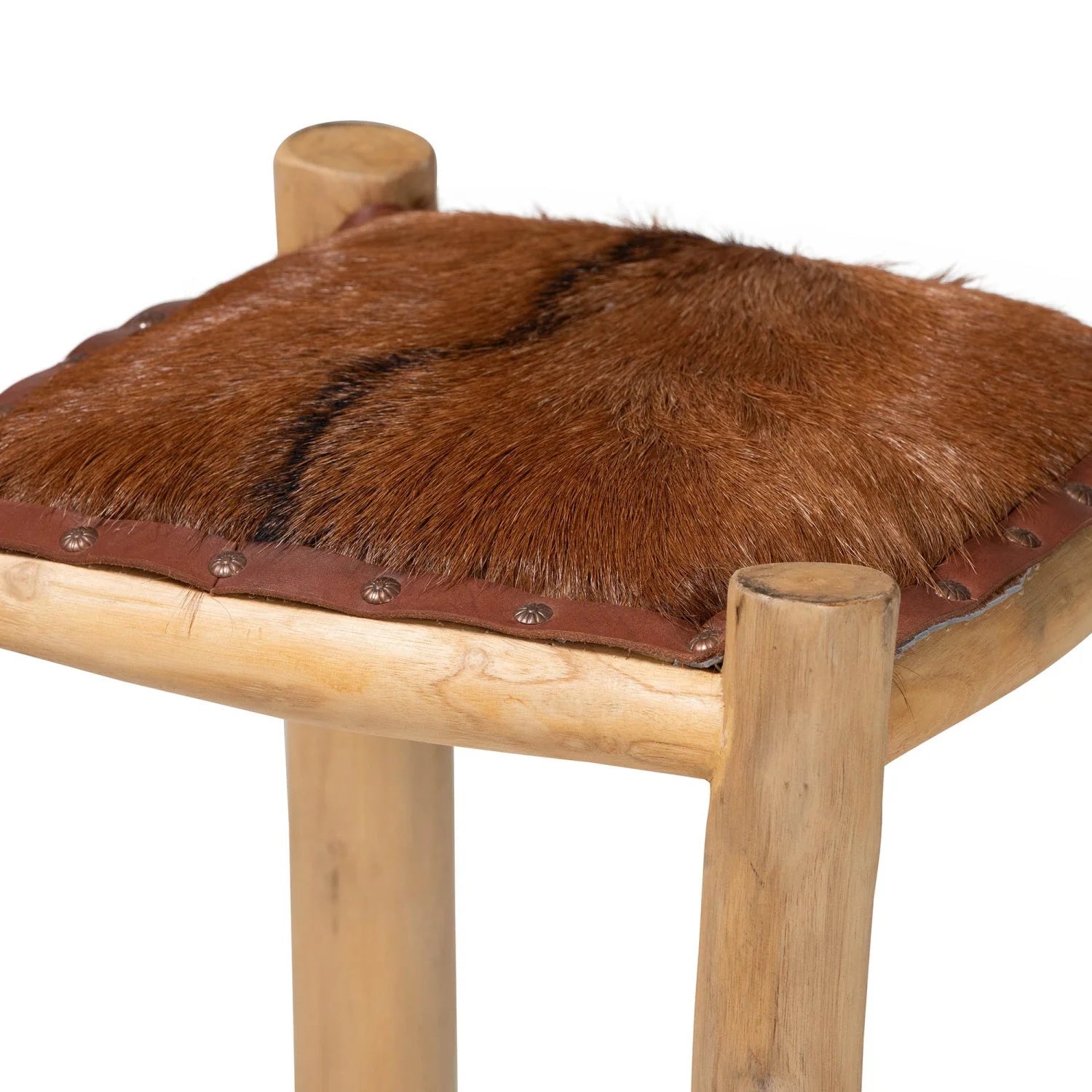 Luxury Upholstered Modern Goat Leather Counter Stool European Style for Villa