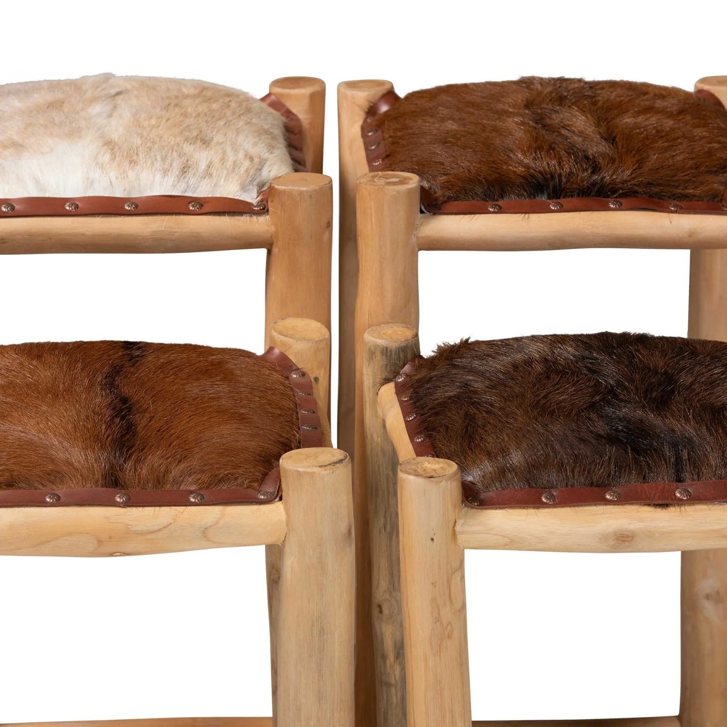 Luxury Upholstered Modern Goat Leather Counter Stool European Style for Villa