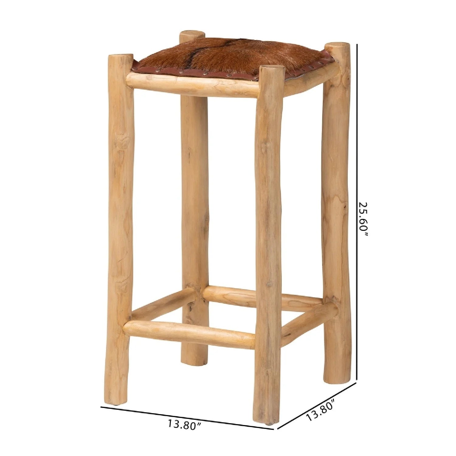 Luxury Upholstered Modern Goat Leather Counter Stool European Style for Villa