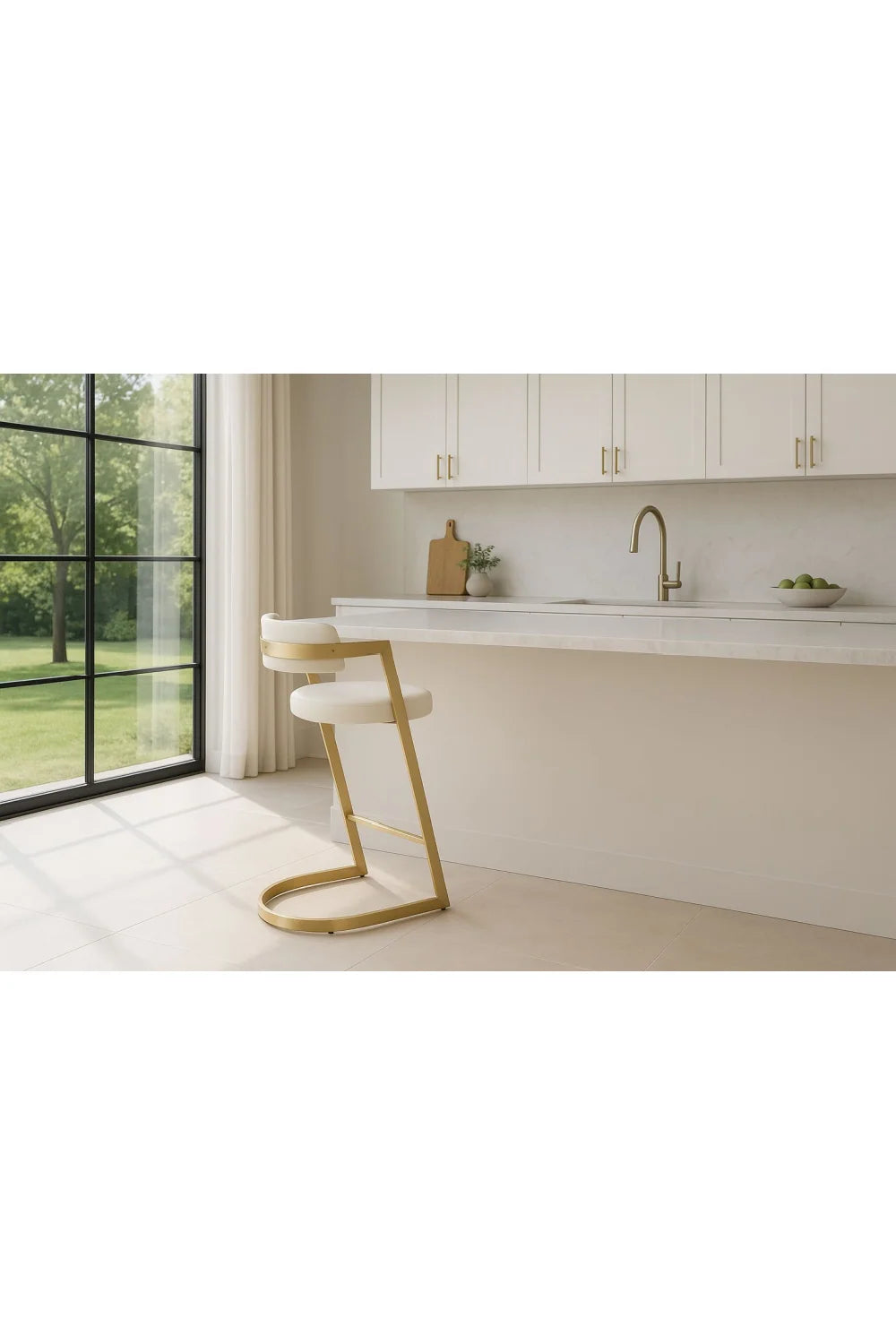 Luxury Upholstered Modern Gold Counter Stool European Style for Villa