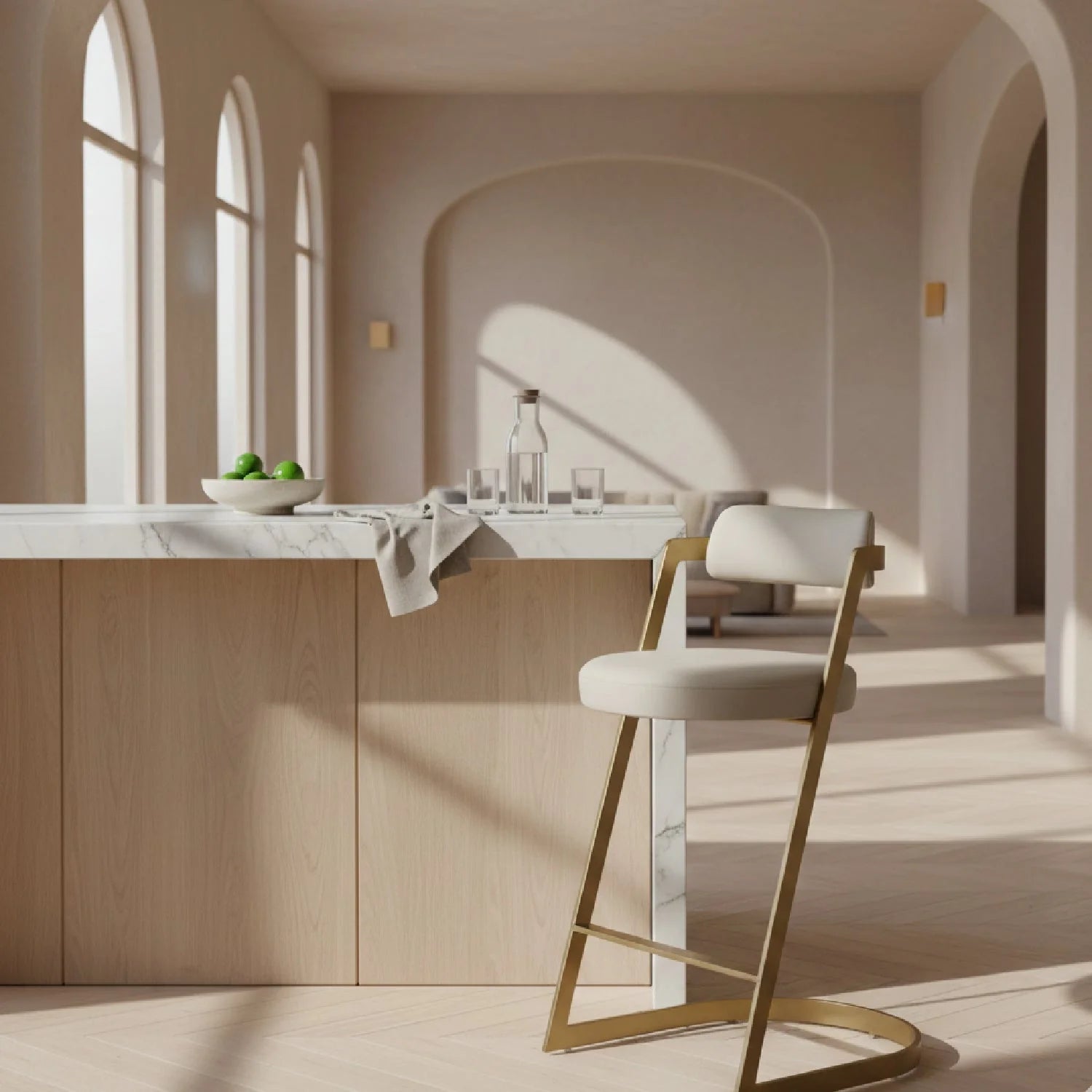Luxury Upholstered Modern Gold Counter Stool European Style for Villa